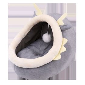 Cat Nest Semi-enclosed Winter Warm Pet Cat Nest Kittens (Option: M-Gray)