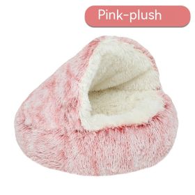 Pet Cat Bed Semi Enclosed Dog House (Option: Pink-80cm-Plush)