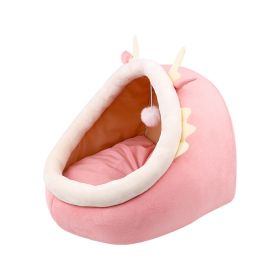 Cat Nest Semi-enclosed Winter Warm Pet Cat Nest Kittens (Option: L-Pink)