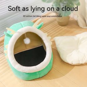 Cat Nest Semi-enclosed Winter Warm Pet Cat Nest Kittens (Option: L-Green)