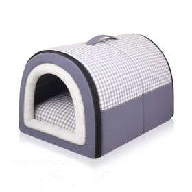 Winter Thicken Thermal Four Seasons Universal Semi-enclosed Pet Bed (Option: Elegant Gray-S)