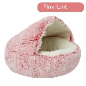 Pet Cat Bed Semi Enclosed Dog House (Option: Pink-65cm-Short plush)