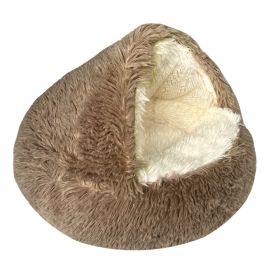 Pet Cat Bed Semi Enclosed Dog House (Option: Khaki-65cm-Plush)