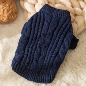 Casual Simple Solid Color Pet Sweater Warm Cat Anti-lint Clothes (Option: Blue-XS)