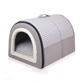 Winter Thicken Thermal Four Seasons Universal Semi-enclosed Pet Bed (Option: Gray-S)