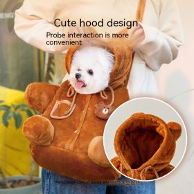 Animal-shaped Pet Diaper Bag Off-shoulder Bag Kitten Puppy Portable Cat Bag Pet Backpack (Option: Brown Bear Messenger Bag-Small Size)