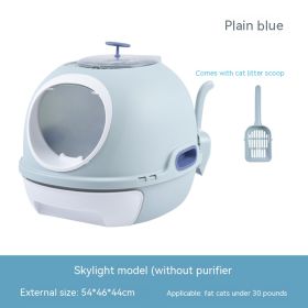 Troublemaker Top-in Fully Enclosed Litter Box (Option: Skylight Model Blue-47x45x44cm)