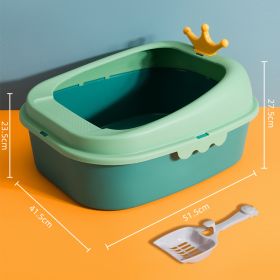 Crown Litter Box Oversized Full Semi-enclosed (Option: Mint Green Large-Extra Large Space)