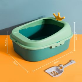 Crown Litter Box Oversized Full Semi-enclosed (Option: Mint Green Small Size-Extra Large Space)