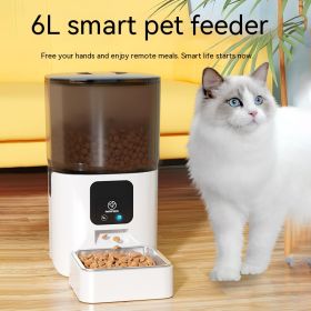 6L Remote Intelligent Life Automatic Pet Feeder Cat Timing WIFI (Option: White-Button)