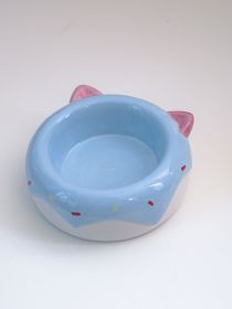 Cute Cartoon High Leg Ceramic Pet Bowl (Option: Blue Cheese Donut Food Bowl)