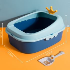 Crown Litter Box Oversized Full Semi-enclosed (Option: Fresh Blue Large-Extra Large Space)