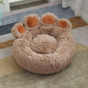 Plush Cathouse Doghouse Pet Bed Winter Warm Hand-shaped Brush Pet (Option: Light Coffee-50cm)