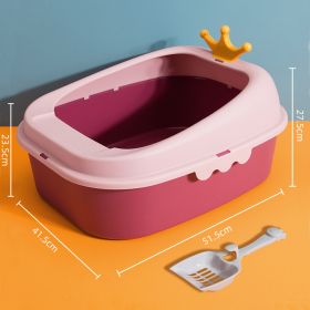 Crown Litter Box Oversized Full Semi-enclosed (Option: Cherry Blossom Powder Large-Extra Large Space)