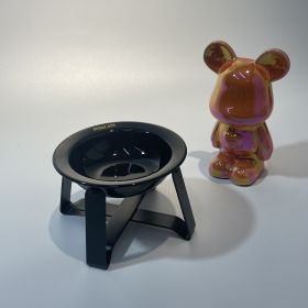 Ceramic Cat Bowl Cat Iron Frame High Leg Tableware Combination Fairy Dining Rack Cat Food Holder (Option: Black Bowl)