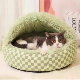 Pet Warm Diamond Quilt Closed Nest (Option: Green-50cm)