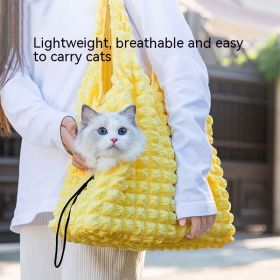 Animal-shaped Pet Diaper Bag Off-shoulder Bag Kitten Puppy Portable Cat Bag Pet Backpack (Option: Yellow Bubble Grid-Extra Large)