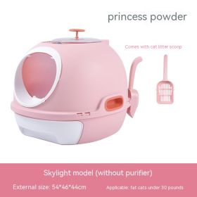 Troublemaker Top-in Fully Enclosed Litter Box (Option: Skylight Model Pink-47x45x44cm)