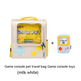 Game Console Retro Style Pet Cat Bag Portable Out Backpack Foldable Large Capacity Dogs And Cats Travel Nest (Option: White Bag and Toy-35x41x22cm)