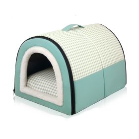 Winter Thicken Thermal Four Seasons Universal Semi-enclosed Pet Bed (Option: Elegant Green-S)