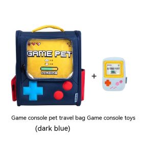 Game Console Retro Style Pet Cat Bag Portable Out Backpack Foldable Large Capacity Dogs And Cats Travel Nest (Option: Blue Bag and Toy-35x41x22cm)