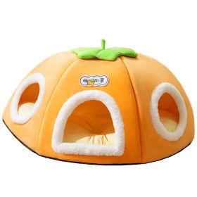 Winter Warm Thickened Persimmon Large Space Capacity Semi-enclosed Cat Nest (Option: Lucky Persimmon-40x40x30cm)