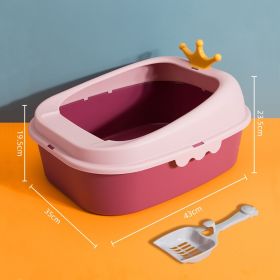 Crown Litter Box Oversized Full Semi-enclosed (Option: Cherry Blossom Small Size-Extra Large Space)