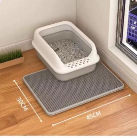 Cat Litter Mat Double Layer Filter Anti-bring Out (Option: Gray-40x50)