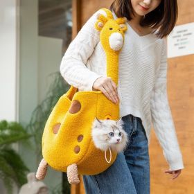 Animal-shaped Pet Diaper Bag Off-shoulder Bag Kitten Puppy Portable Cat Bag Pet Backpack (Option: Rock Yellow Giraffe-Large)